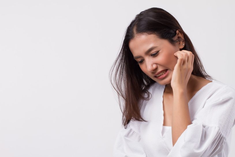 Woman is suffering from allergy