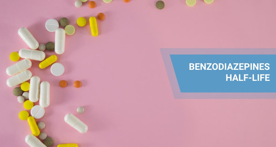 various benzodiazepines on pink background