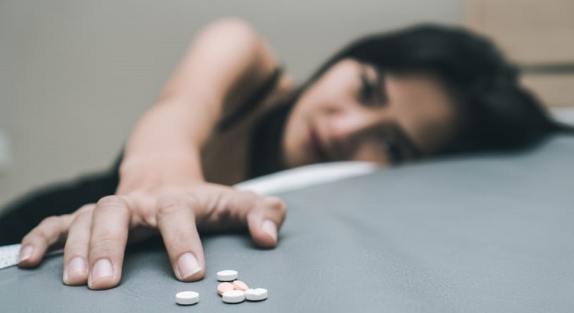 Woman addicted to Klonopin suffering withdrawal.