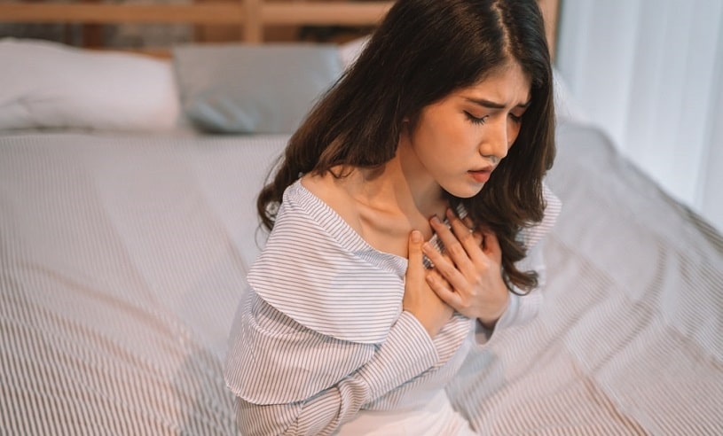 Woman experiencing respiratory depression due to tramadol overdose.