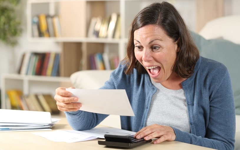 Happy excited woman received a voucher.