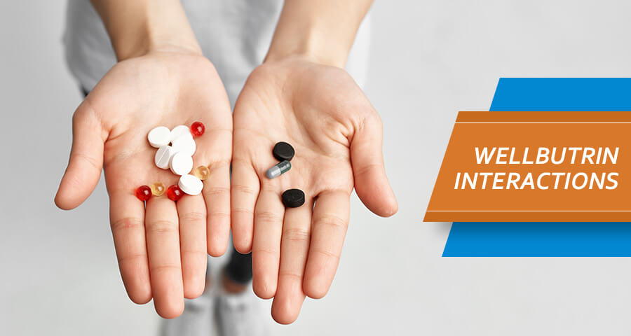 Wellbutrin and other pills on hands