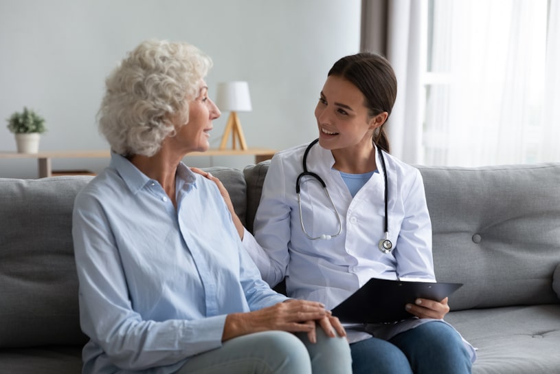 Drug rehab specialist encourages patient.