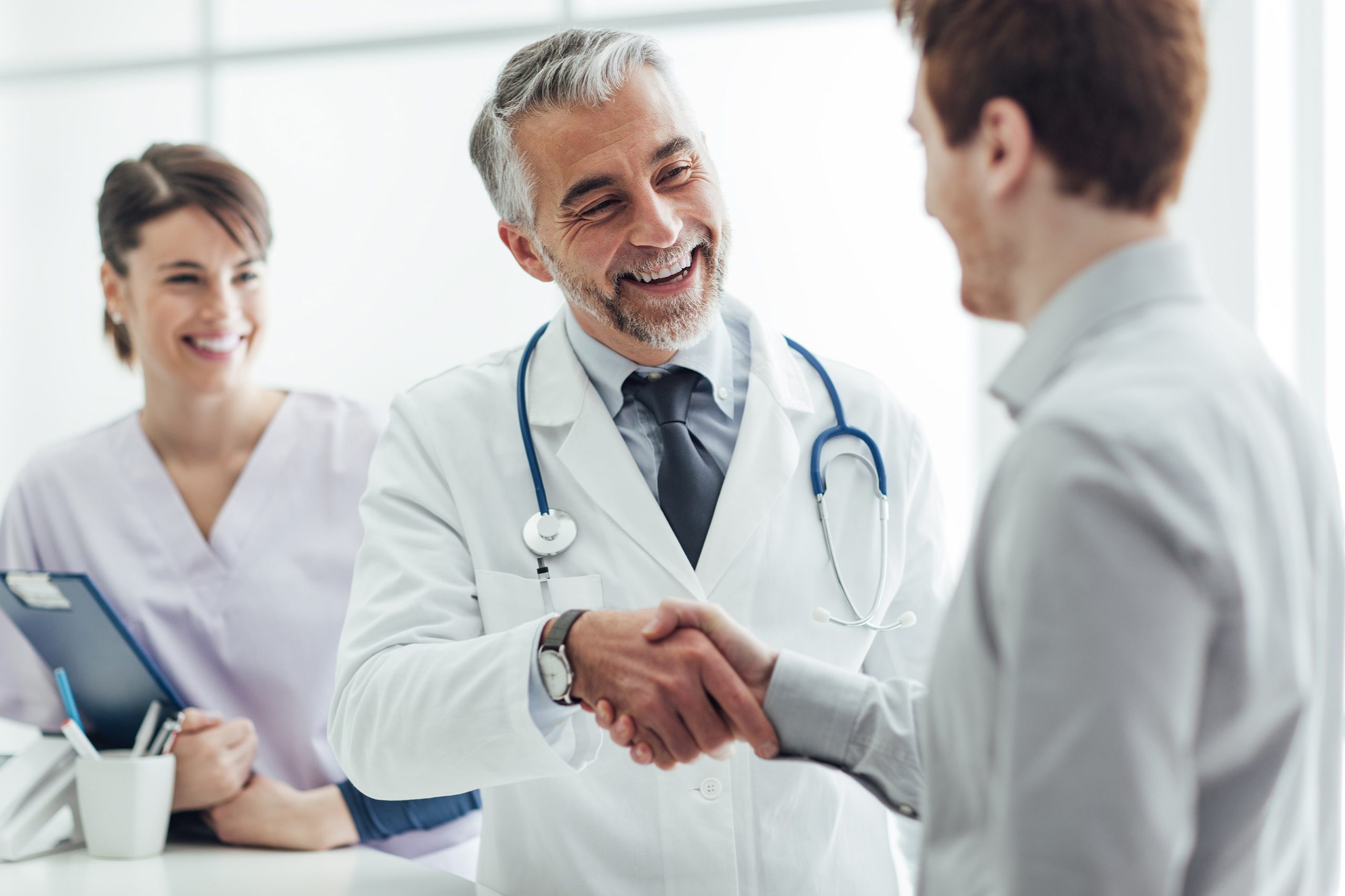 Doctor in suboxone clinic meets patient.
